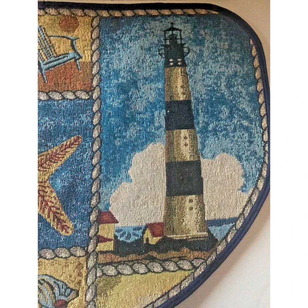 Nantucket Lighthouse Tapestry Nautical Accent Rug Skid-Resistant Beach House